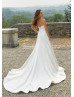 Ivory Satin Empire Waist Minimalist Wedding Dress